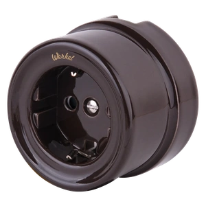 Изображение Розетка с заземлением (коричневый) Ретро WL18-03-01