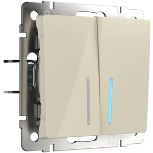 Изображение Выключатель двухклавишный с подсветкой (слоновая кость) W1120103
