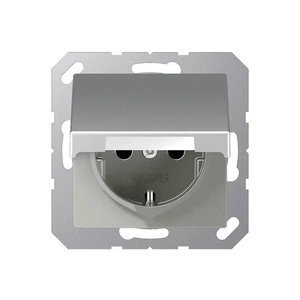 Изображение Розетка с заземлением и крышкой 16А 250В EcoProfi Deco алюминий  EP421KLA Jung