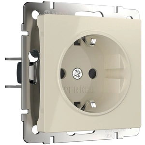 Изображение Розетка с заземлением и шторками (слоновая кость) W1171103
