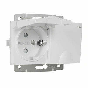 Изображение Розетка двойная влагозащ. с зазем. с защит. крышками и шторками (белый) W1172201