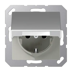 Изображение Розетка с заземлением и крышкой 16А 250В A Flow алюминий A1520BFKLAL Jung