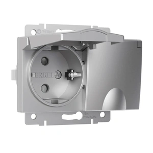 Изображение Розетка двойная влагозащ. с зазем. с защит. крышками и шторками (серебряный) W1172206