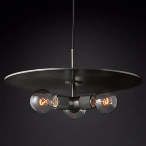 Изображение Люстра Rh Utilitaire Disk Triple Pendant Black By Imperiumloft