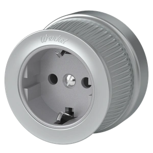 Изображение Розетка с заземлением (Матовый хром) ретро WL19-10-01