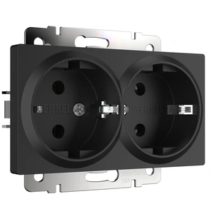 Изображение Розетка двойная с заземлением (черный матовый) W1172008