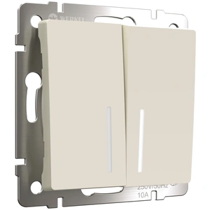 Изображение Выключатель двухклавишный с подсветкой (айвори матовый) W1120162