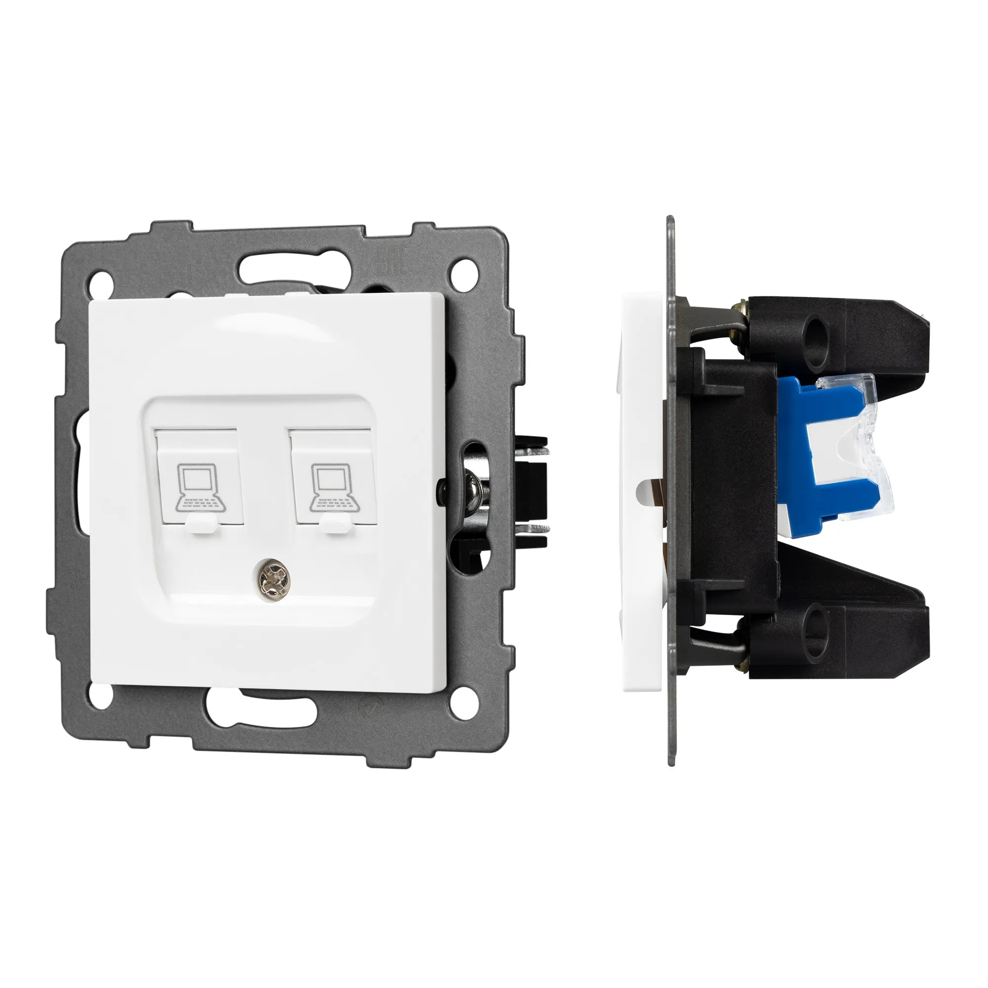 Механизм компьютерной розетки двойной SCT-MPC2-PL-WH-V (RJ-45, CAT6) (Arlight, -)