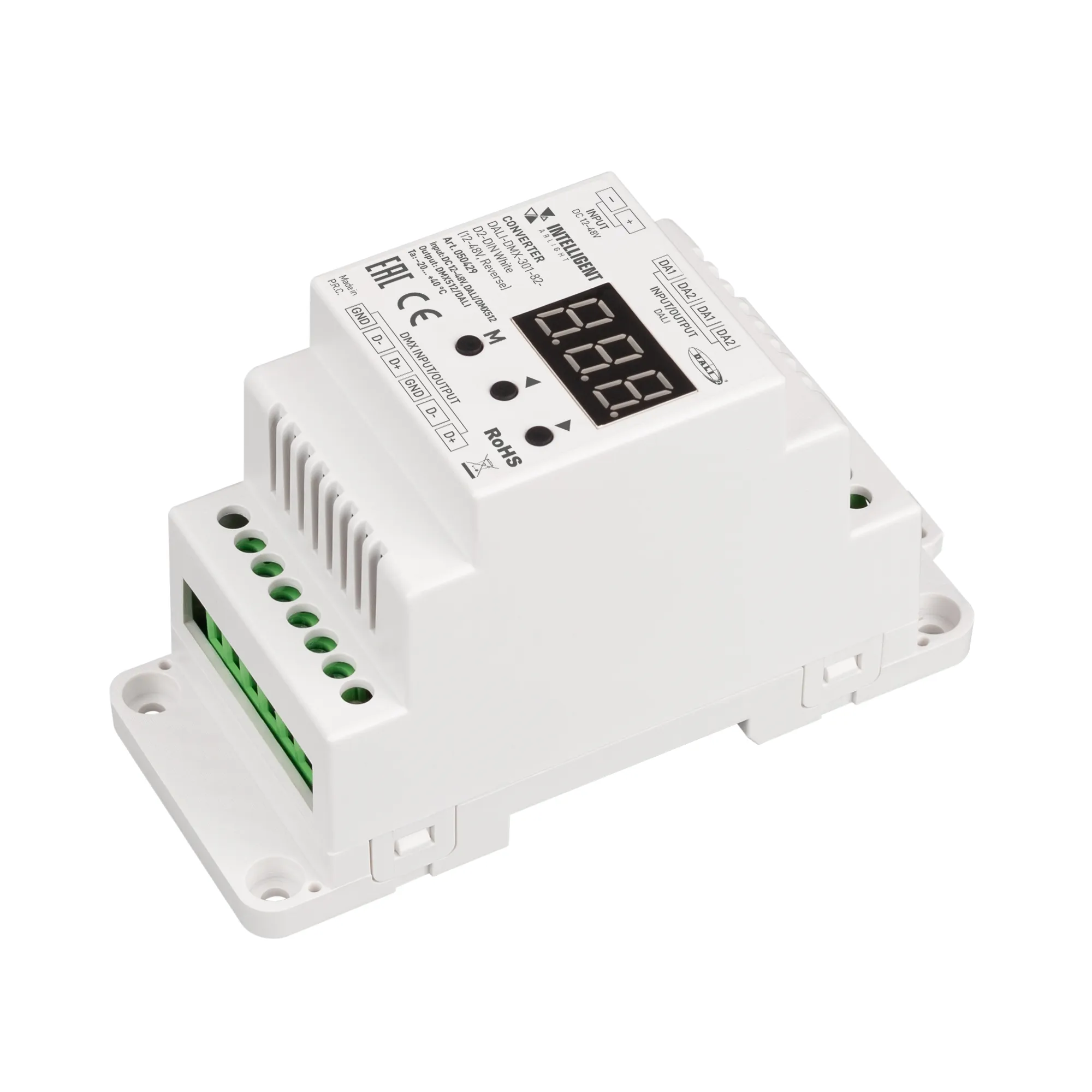 INTELLIGENT ARLIGHT Конвертер DALI-DMX-301-82-D2-DIN White (12-48V, Reverse) (IARL, IP20 Пластик, 5 лет) - Изображение