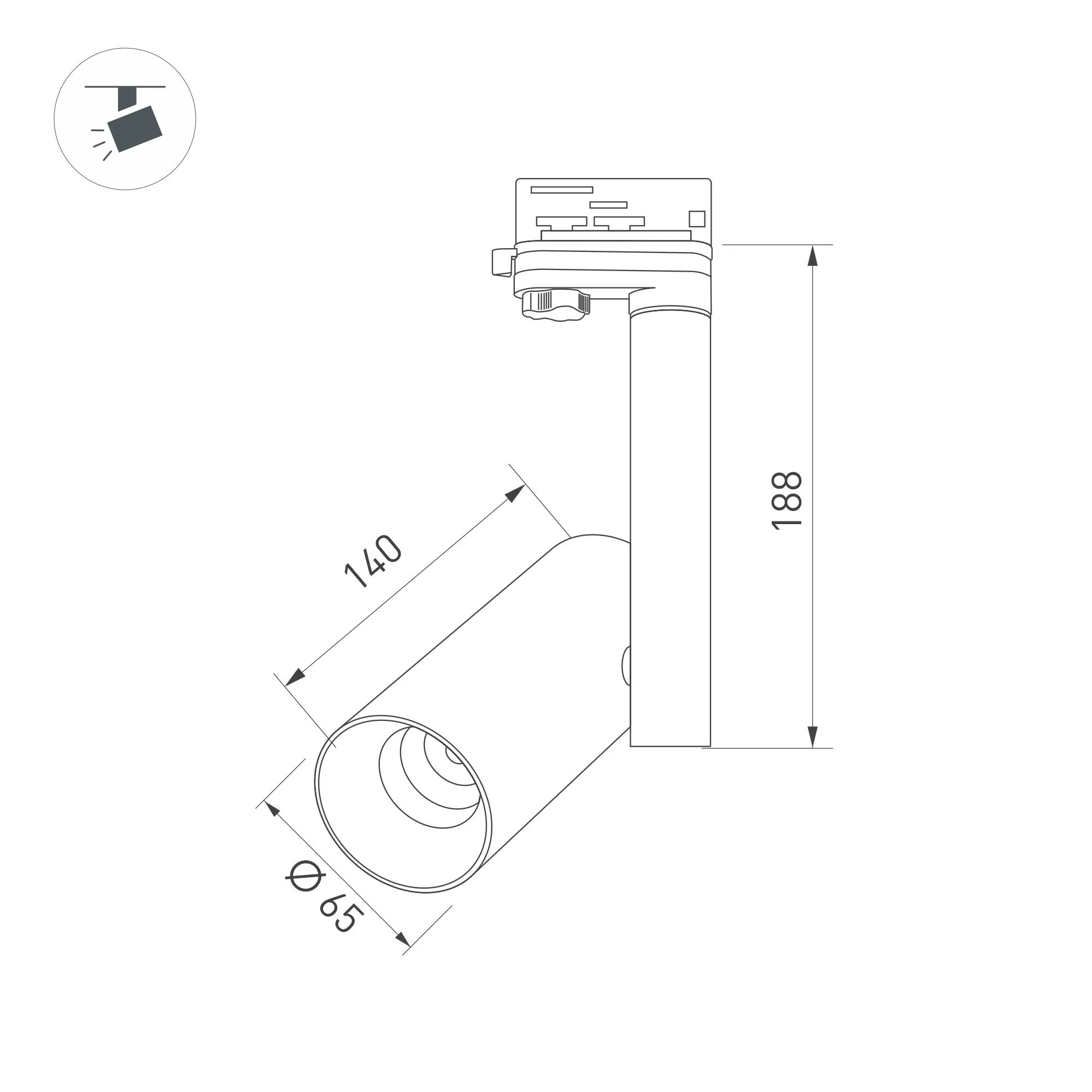 Светильник SP-POLO-TRACK-PIPE-R65-8W Day4000 (WH-GD, 40 deg) (Arlight, IP20 Металл, 3 года) - Изображение